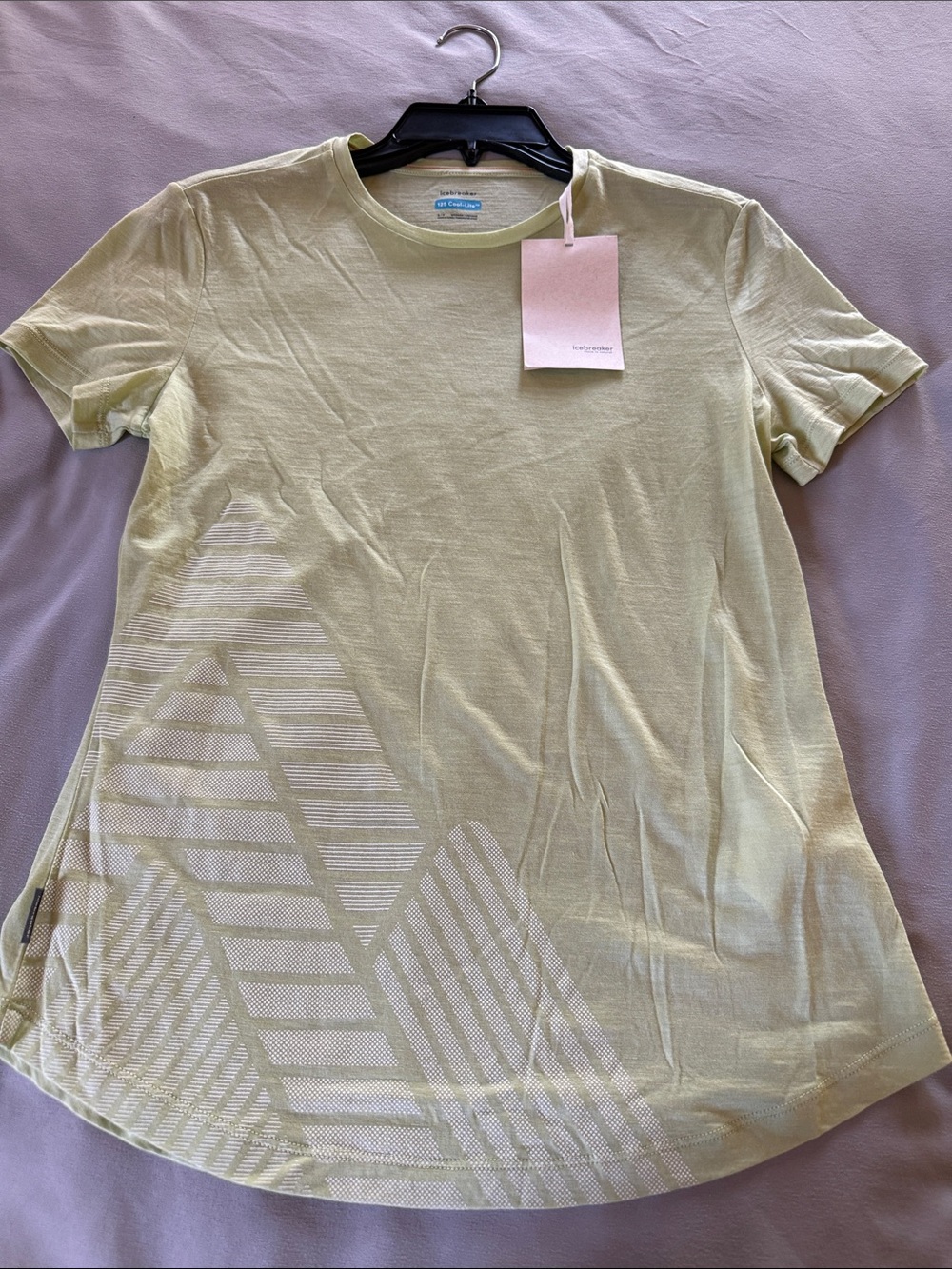 Icebreaker Women Short Sleeve Crew Tee in Light Green/Yellow with Subtle Graphic
